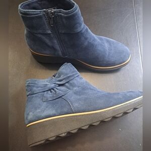 Clarks Royal Blue Sharon Salon Wedge Ankle Boots   Size 8.5